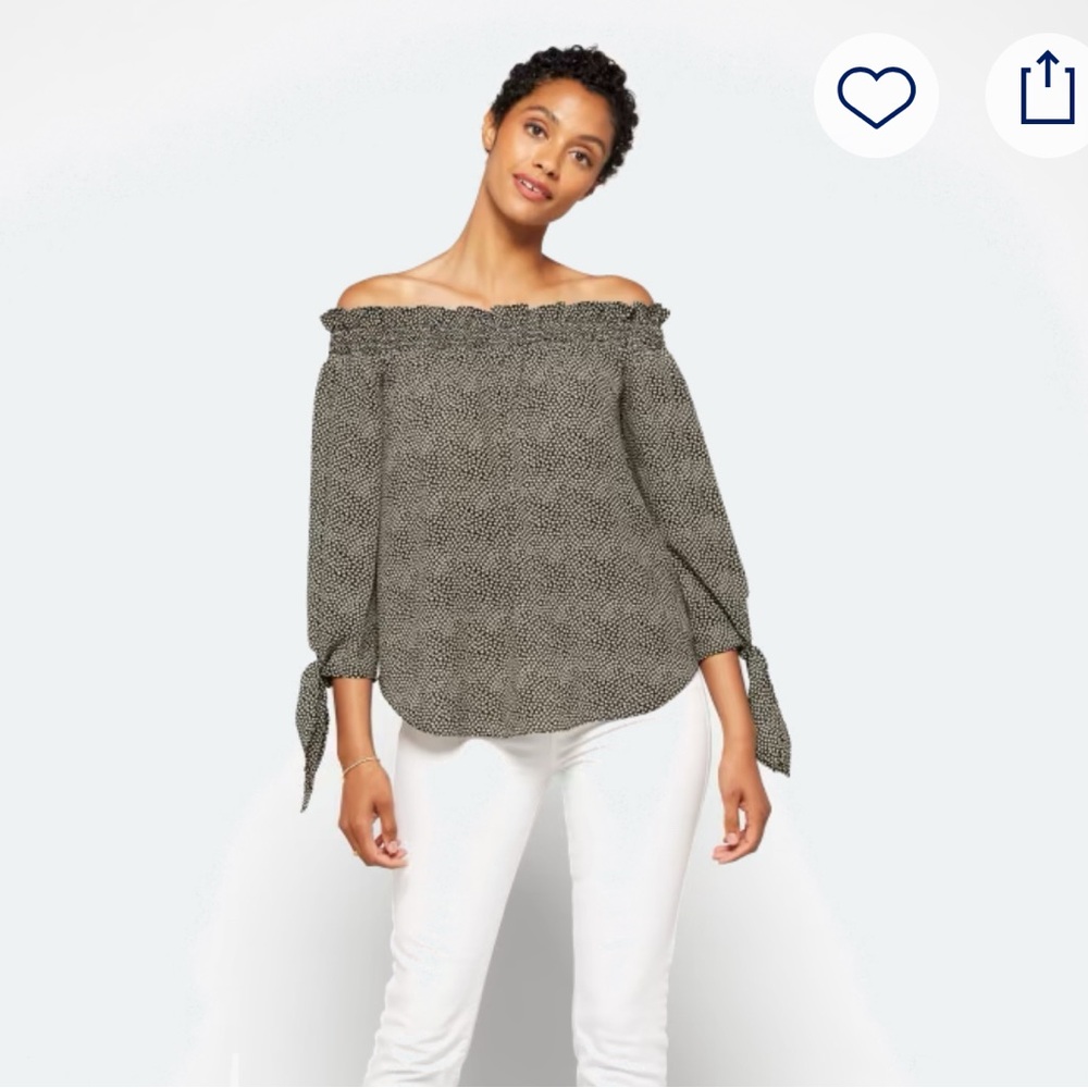 Michael Kors Off-Shoulder Black and White Blouse